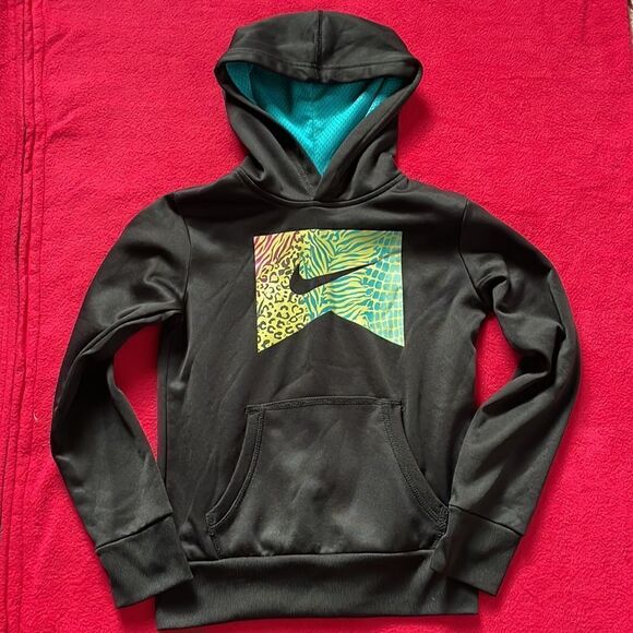 Nike Black Pullover Hoodie (Kid’s 8-10) With Multiple Designs on the Front - Picture 3 of 11